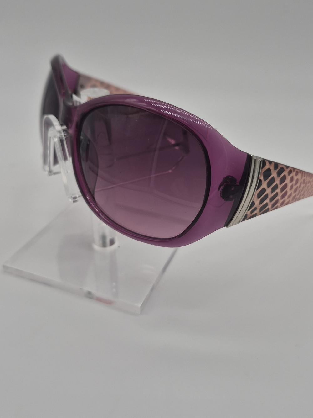 Foster Grant Purple Lens Sunglasses with Beige Animal-Print Temples